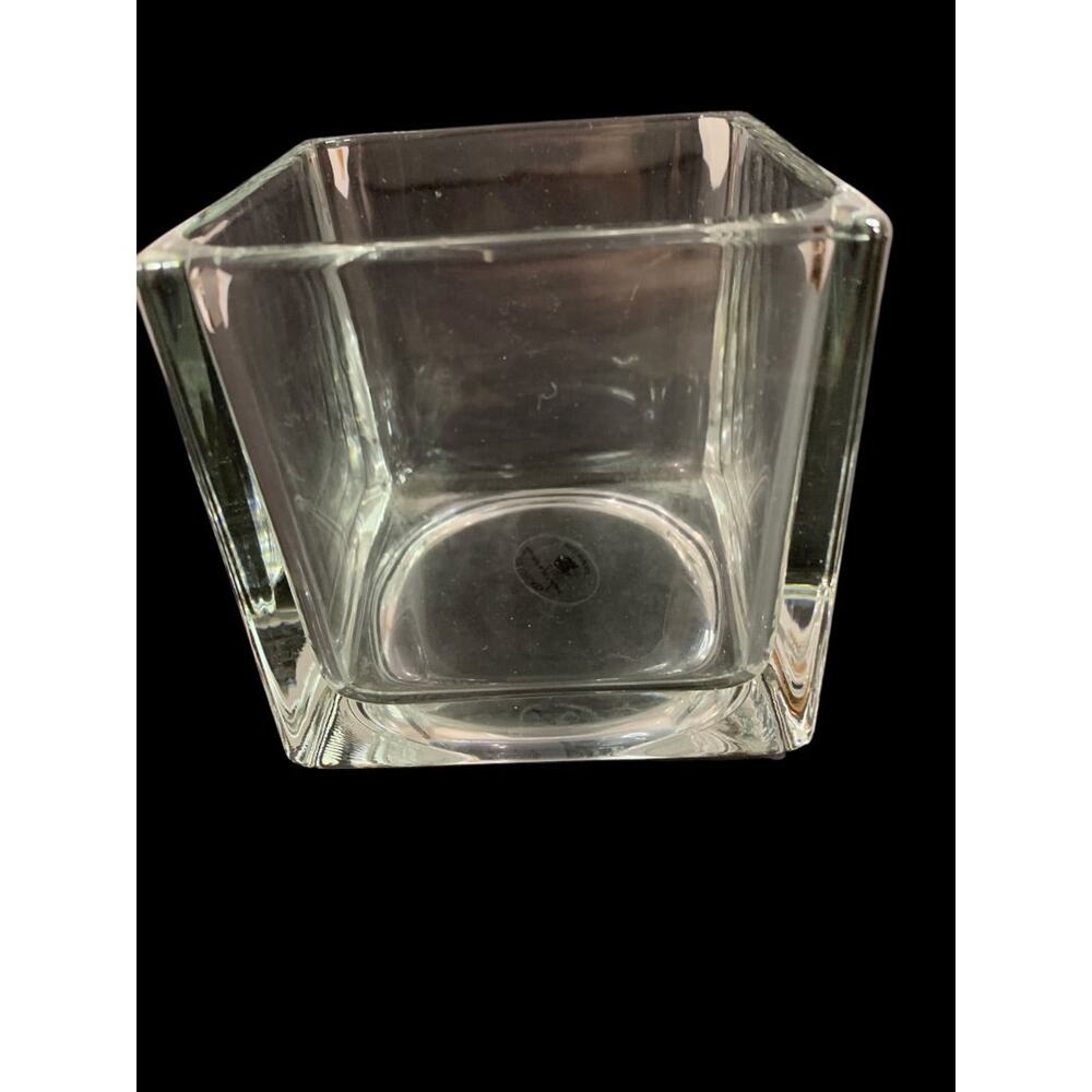 Home & Garden Clear Square Glass Vase Candle Holder 4" Cube